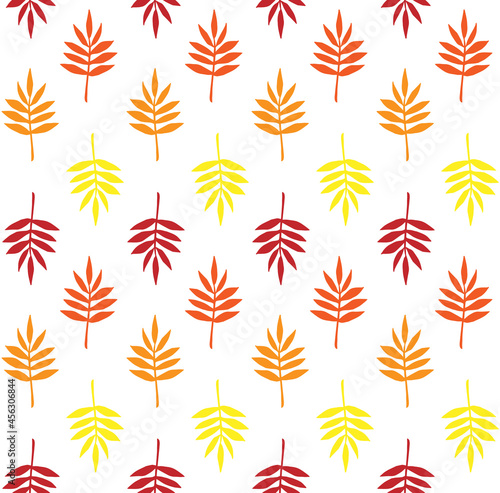 Vector seamless pattern of different color hand drawn doodle autumn leaf silhouette isolated on white background © Sweta