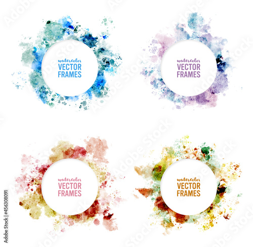 watercolor vector splatter frames; dull colors