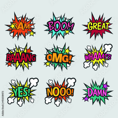 Phrases in speech bubble Comic Book Set