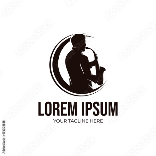 Man playing saxophone logo design inspiration