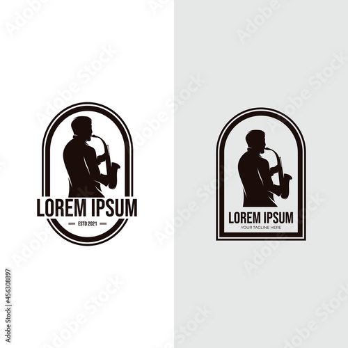 Man playing saxophone logo design inspiration