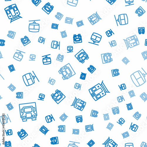 Set line Delivery cargo truck, Train and railway and Cable on seamless pattern. Vector