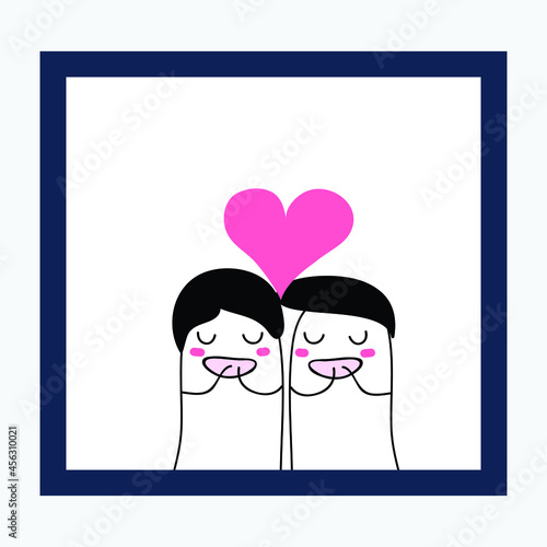 doodle couple  on  white frame ,abstarct  Valentine ,Wedding  concept design background vector eps.10