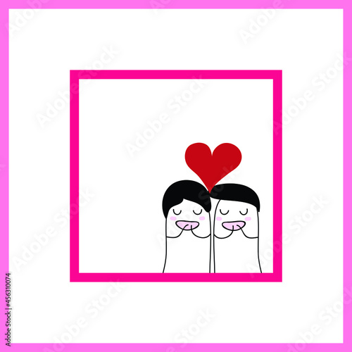 doodle couple  on  white frame ,abstarct  Valentine ,Wedding  concept design background vector eps.10