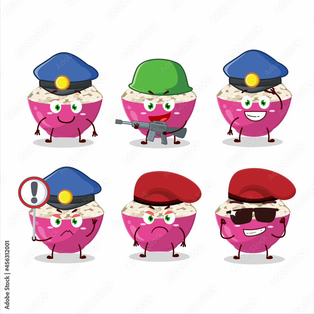 A dedicated Police officer of basmati rice mascot design style