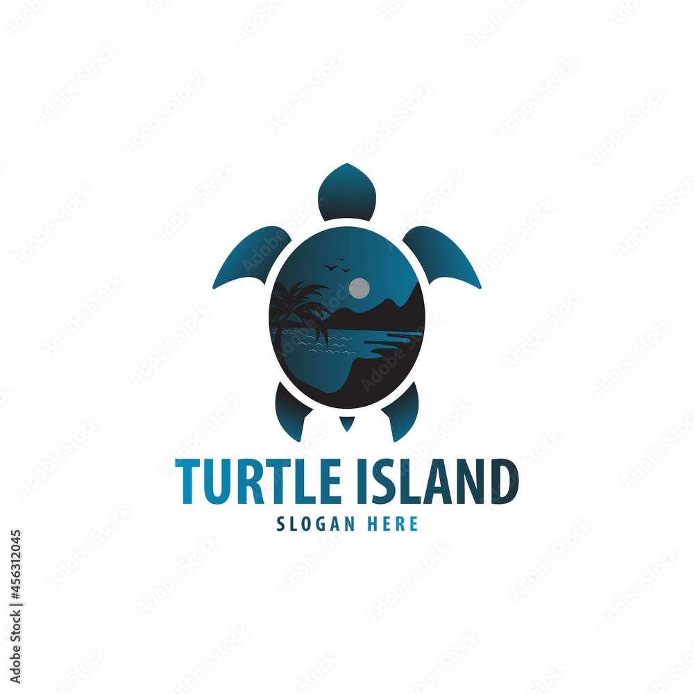 Obraz premium Turtle Island Logo, Turtle Island Vector Design, vector illustration