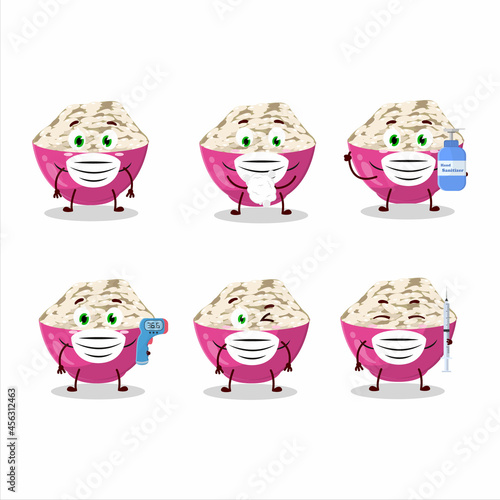 A picture of basmati rice cartoon design style keep staying healthy during a pandemic