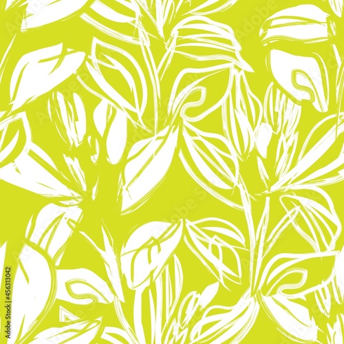 Fototapeta Naklejka Na Ścianę i Meble -  Floral Brush strokes Seamless Pattern Background