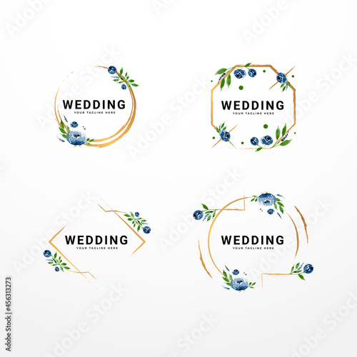 Simple Wedding Elegant Water Color Logo Flower