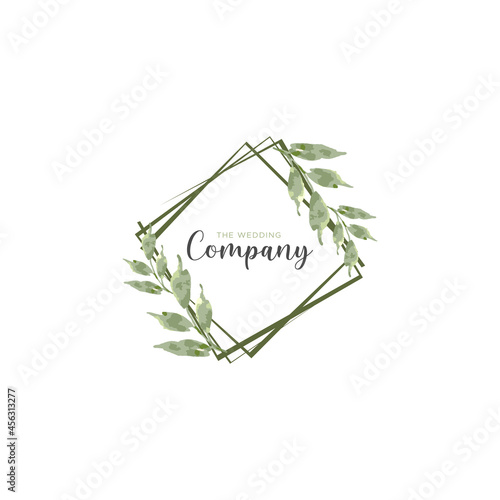 Simple Wedding Elegant Water Color Logo Flower