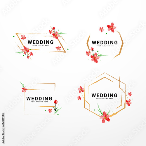 Simple Wedding Elegant Water Color Logo Flower