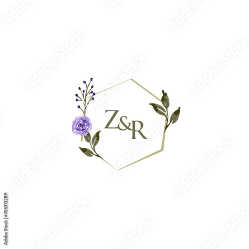 Simple Wedding Elegant Water Color Logo Flower