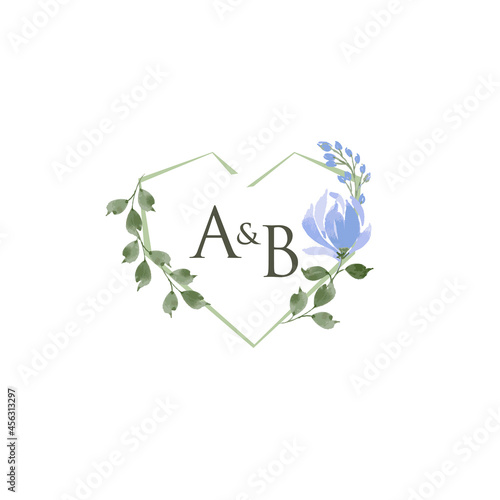 Simple Wedding Elegant Water Color Logo Flower