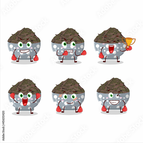 A sporty dark wild rice boxing athlete cartoon mascot design
