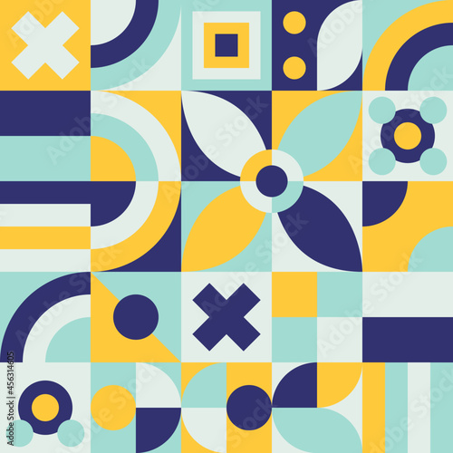 Vector Graphic of Neo Geo Design. Seamless Geometry Shapes Wallpaper. Vivid Color Presentation Element Template. Abstract Geometric Pattern Background. Good for Banner, Print, Card, Brochure, Textile