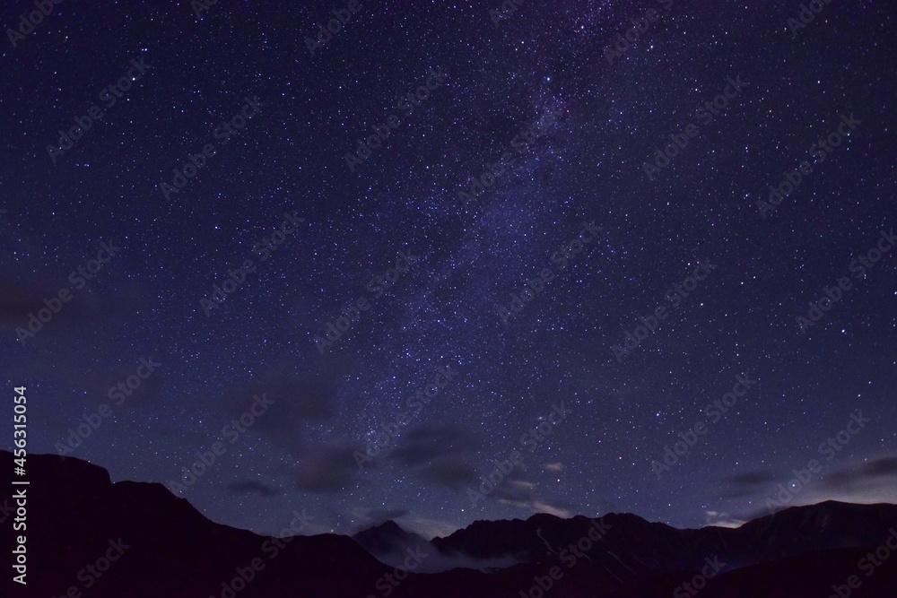 満天の星空 北アルプス立山連峰 満天の星空 北アルプス立山連峰