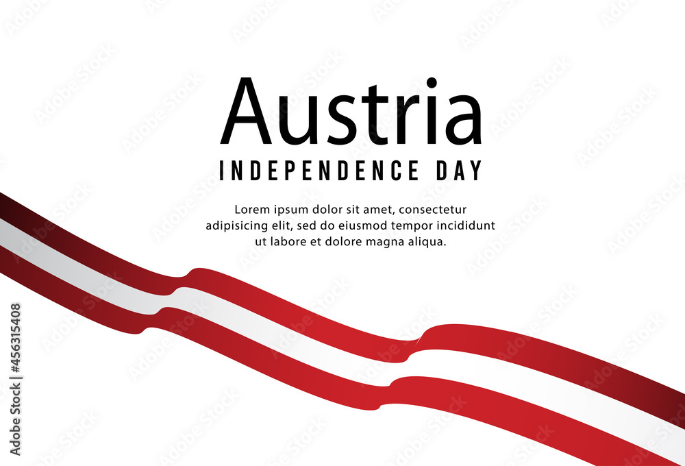 Obraz premium Austria flag state background. Greeting card National Independence Day of the Republic of Austria. Vector Illustration flag.