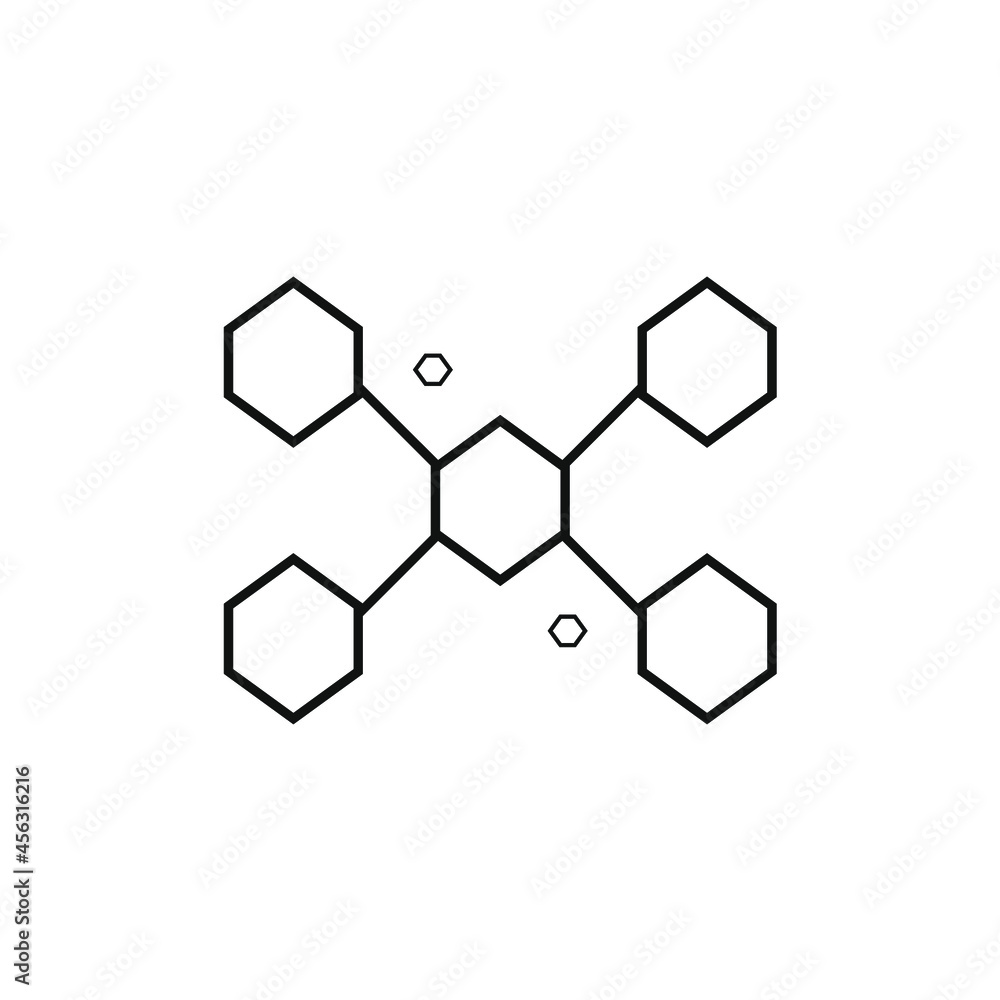 vector of several hexagons connected by lines vector of several hexagons connected by lines