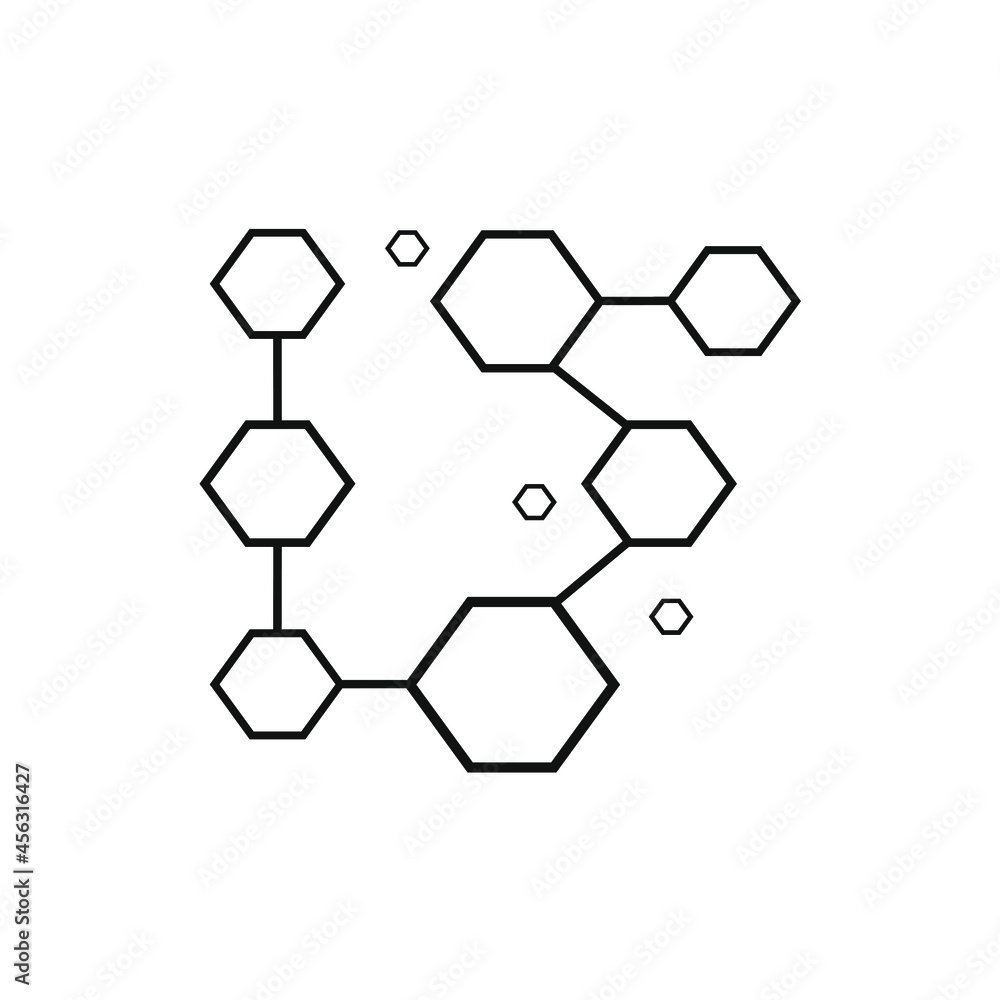 vector set of hexagons connected by lines vector set of hexagons connected by lines