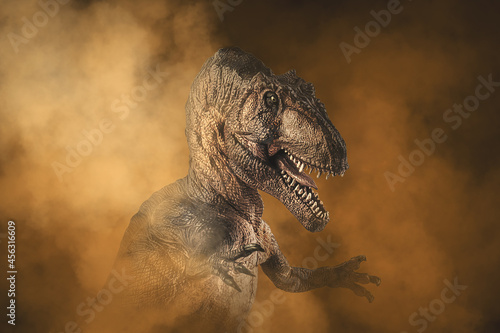 Giganotosaurus Dinosaur on smoke background