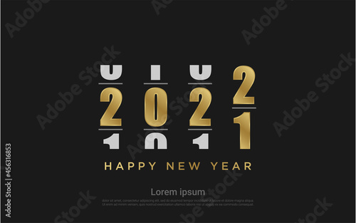 Happy new 2021 year with gold loading background