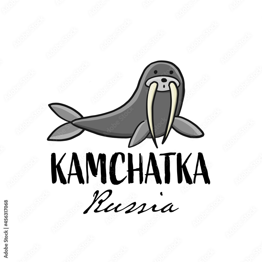 Obraz premium Kamchatka, Russian Far East. Sketch for your design