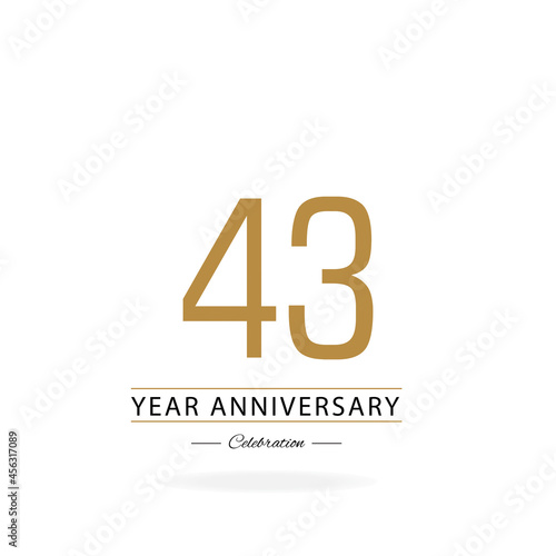 43 th anniversary event party. Vector illustration. numbers template for Celebrating.