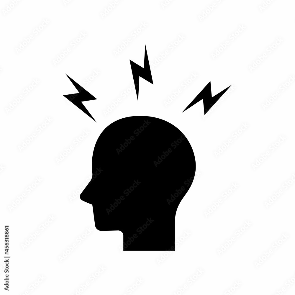 headache icon isolated on white background. icon vector. headache icon isolated on white background. icon vector.
