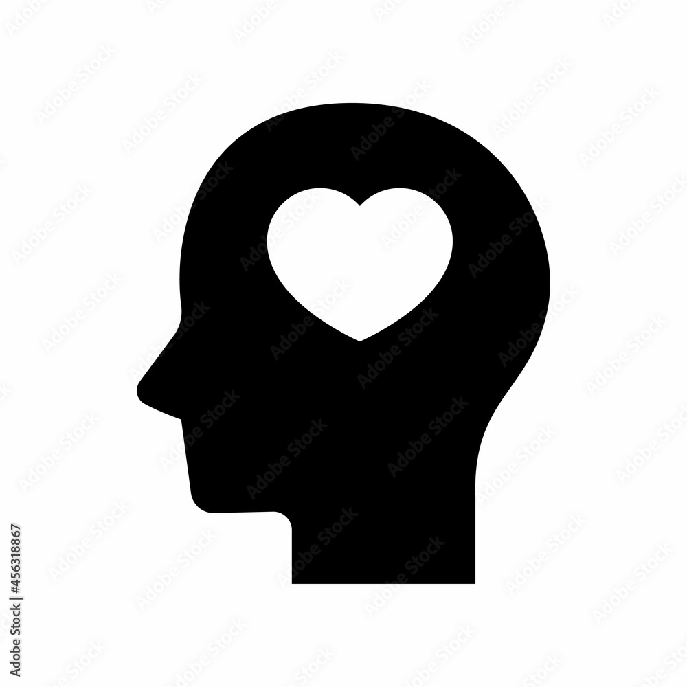 head and heart icon isolateed on white background. icon vector.