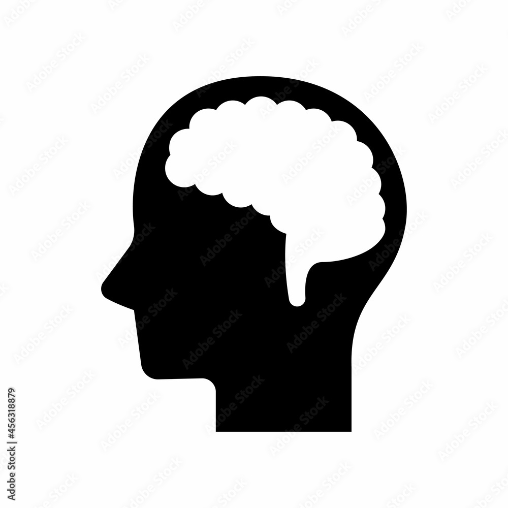 head and brain icon isolated on white background. icon vector. head and brain icon isolated on white background. icon vector.