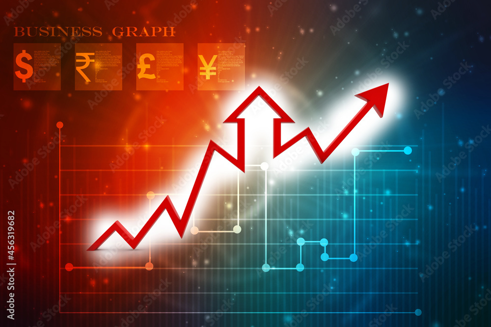 3d rendering business graph and documents. Stock market chart. Business graph background, Financial Background	