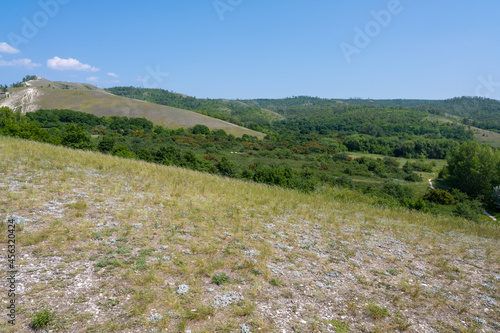 Coast of the Volga River near the town of Zhigulevsk. Zhiguli mountains. Samarskaya Luka.