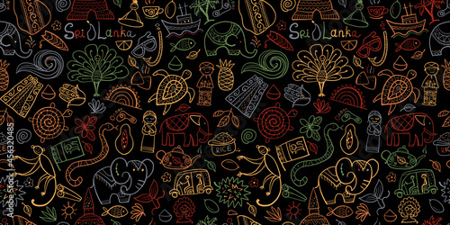 Sri Lanka travel, seamless pattern, background for your design