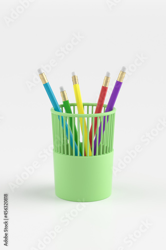 3d rendering different color pencil