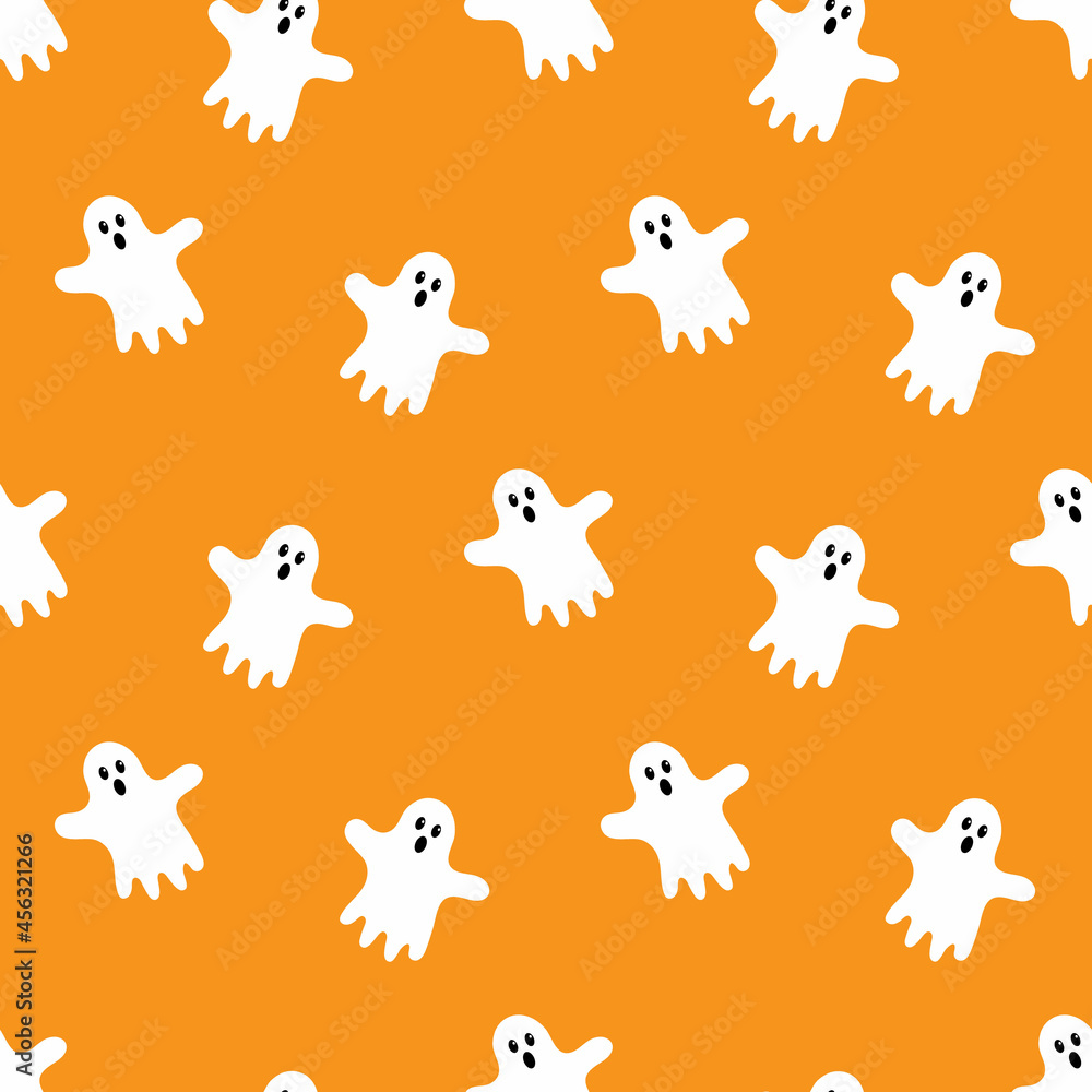 Seamless pattern with cartoon cute ghost. Vector illustration. Seamless pattern with cartoon cute ghost. Vector illustration.
