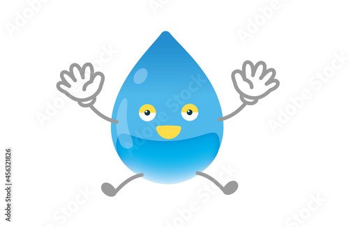 かわいい水のキャラクターのベクターイラスト（元気なポーズ）