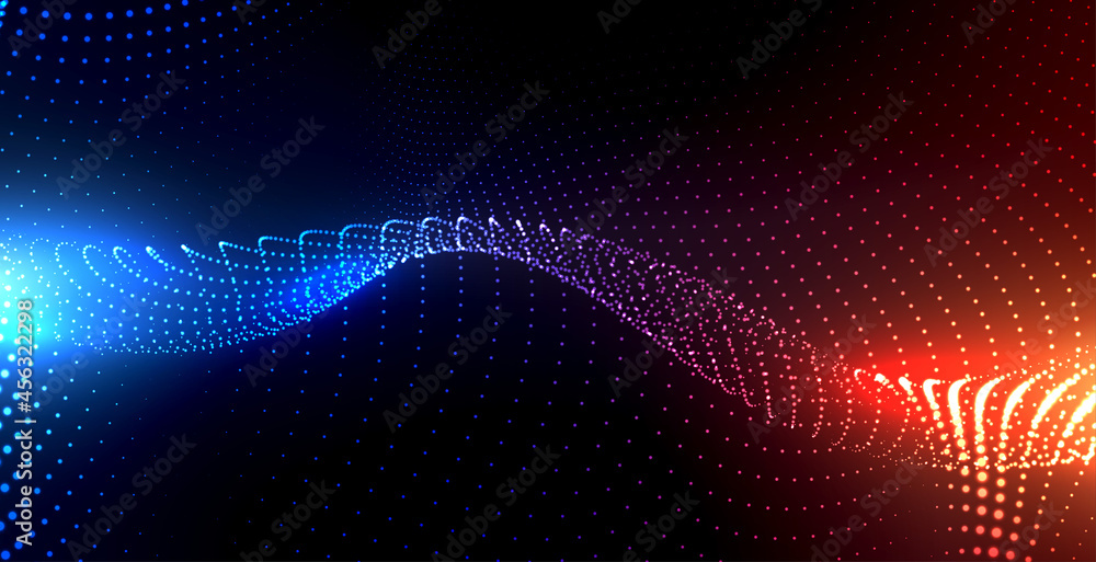 particles background with blue and orange lights