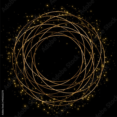 sparkles frame with golden lines background