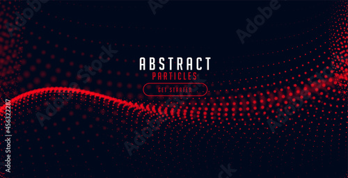 red halftone particle wave on black background