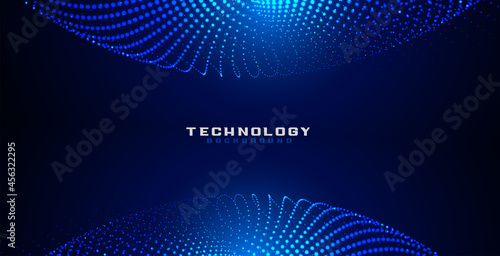 blue digital particle dots circular mesh background