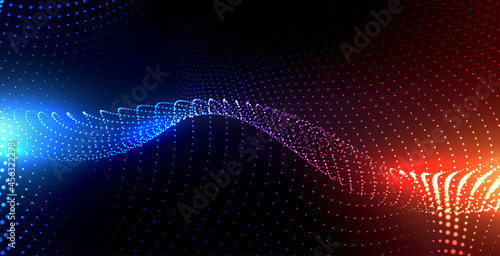 particles background with blue and orange lights