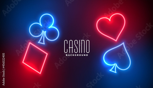 casino playing cards in neon style