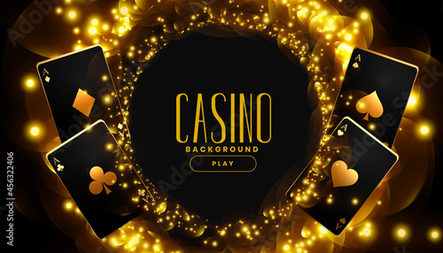 Fotografiet golden casino background with playing cards