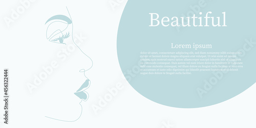 Surreal Faces Continuous line, drawing of set faces and hairstyle, fashion concept, woman beauty minimalist, vector illustration pretty sexy. Contemporary portrait