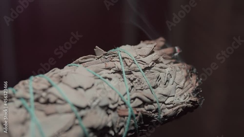 burning sage up close