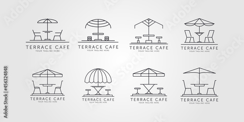 terrace icon line art logo vector minimalist illustration design