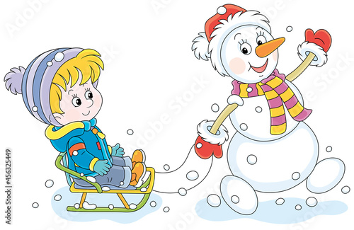 Funny snowman friendly smil...