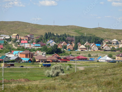 One of the districts of the city of Ust-Kamenogorsk (kazakhstan). City outskirts. Cottages. Summer steppe