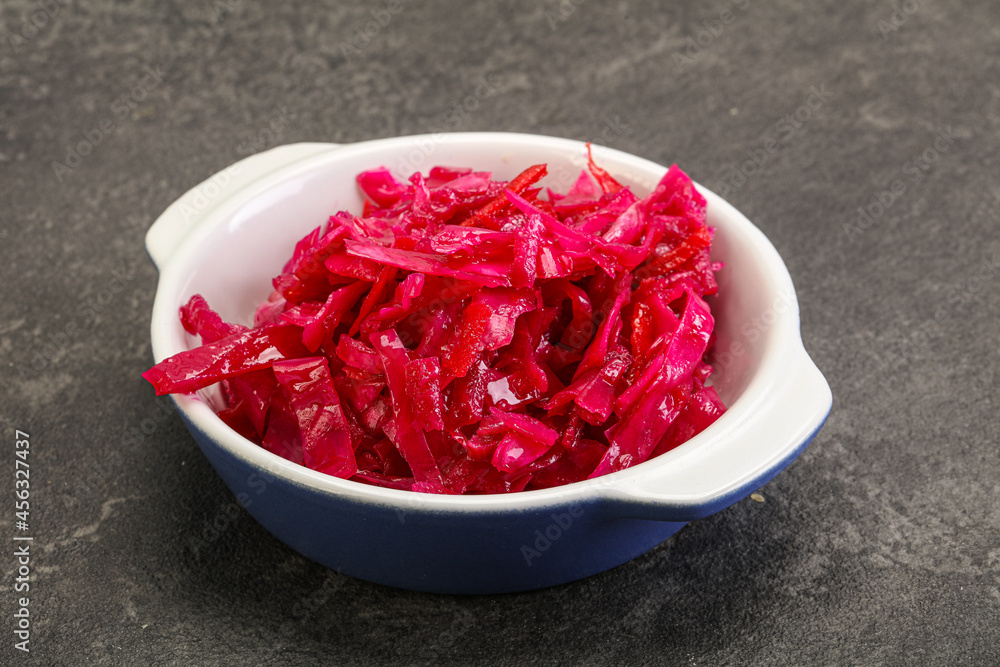 Marinated red cabbage in the bowl Marinated red cabbage in the bowl