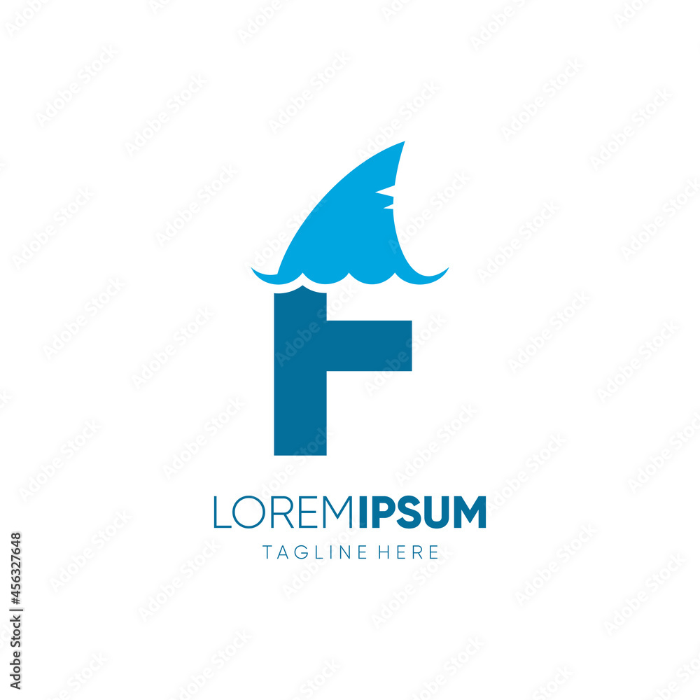Fototapeta premium Letter F Shark Fin Logo Design Vector Icon Graphic Emblem Illustration
